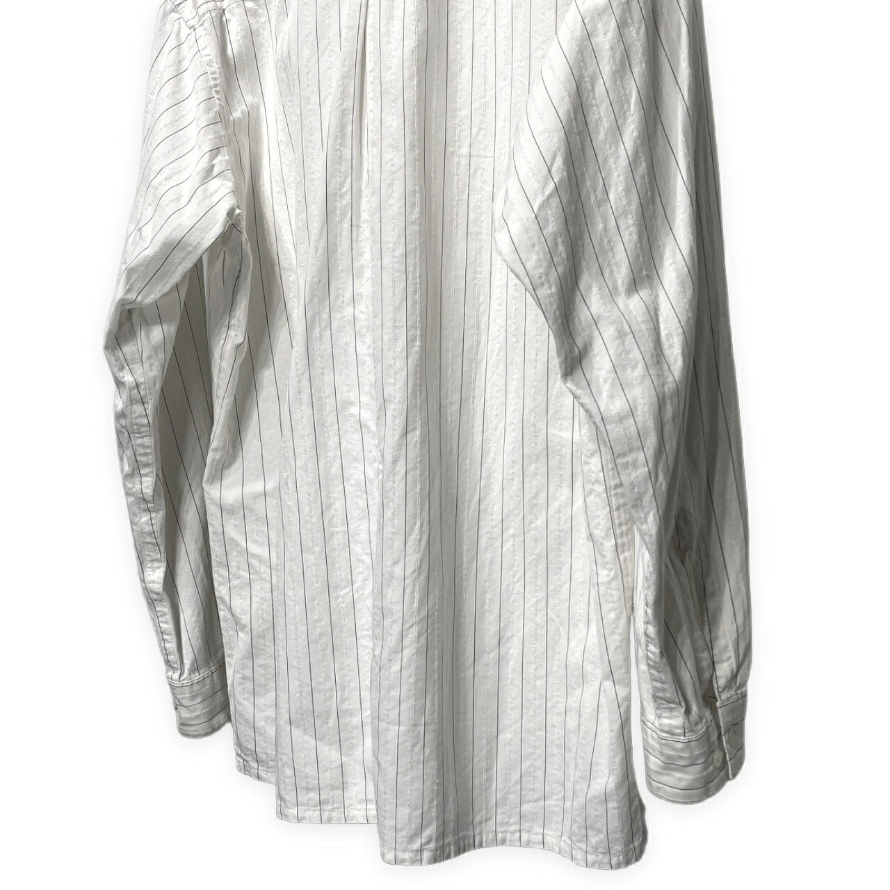 ensou. Cotton Stripe Band Collar Shirt White Size M