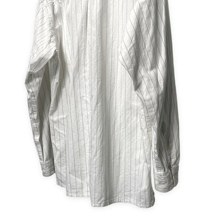 ensou. Cotton Stripe Band Collar Shirt White Size M