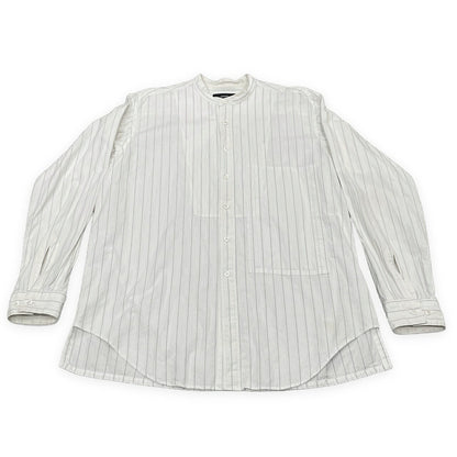 ensou. Cotton Stripe Band Collar Shirt White Size M