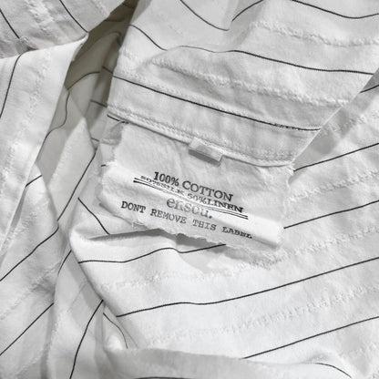 ensou. Cotton Stripe Band Collar Shirt White Size M