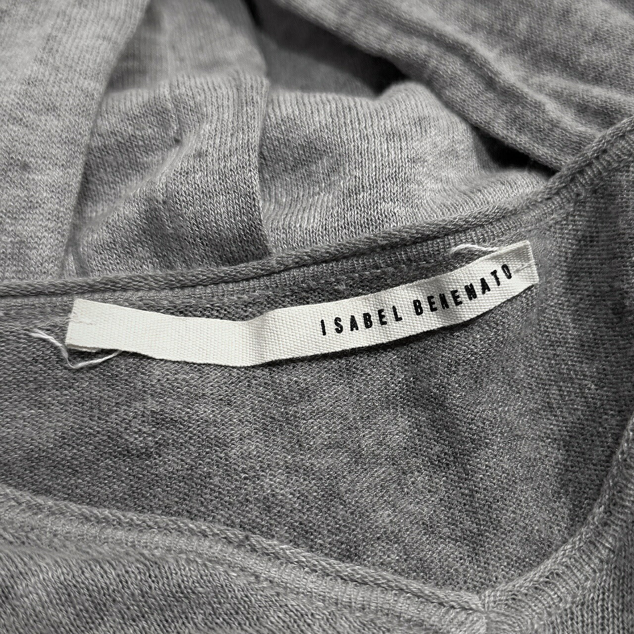 ISABEL BENENATO 14SS Cotton Linen V-Neck Tee Gray Size S