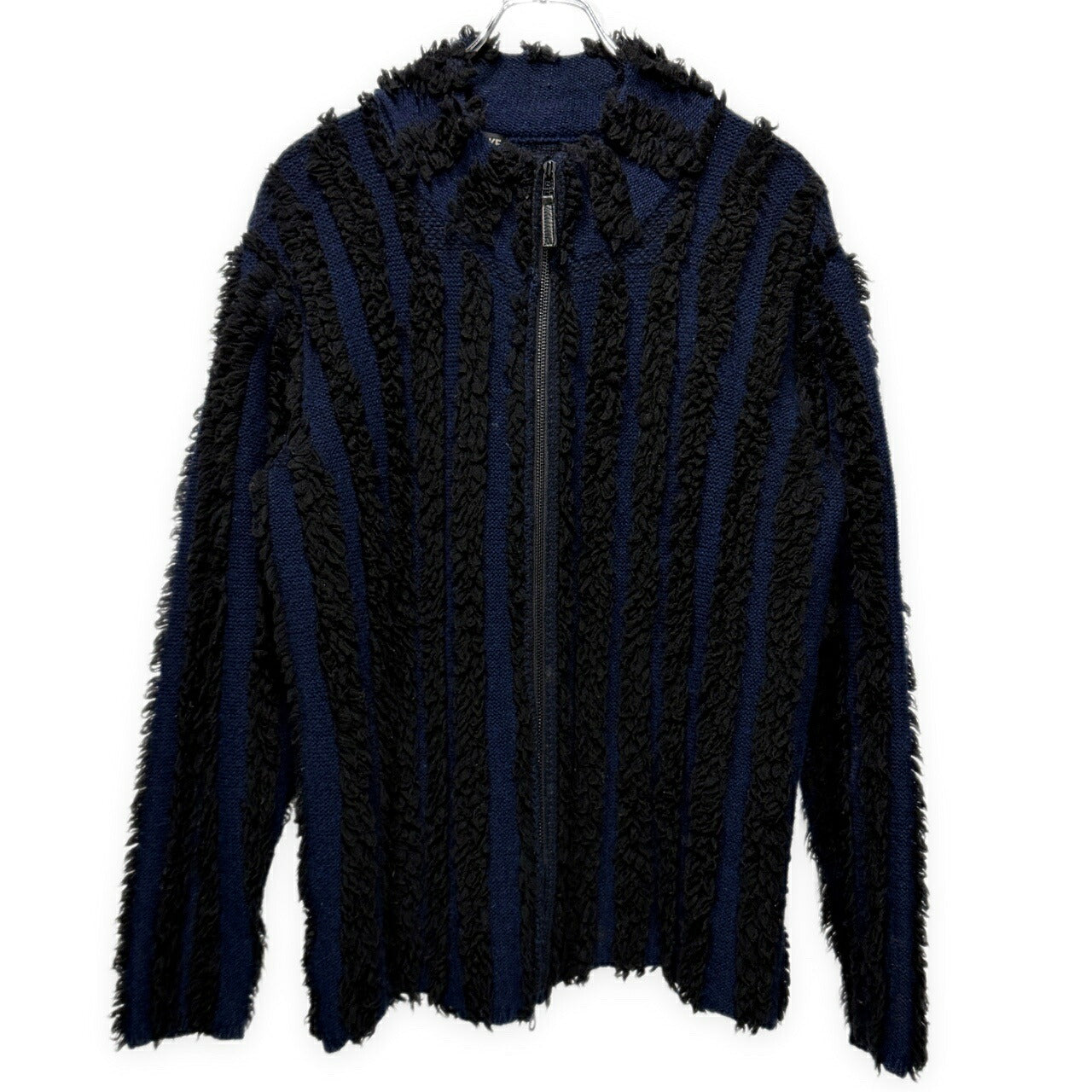 ISSEY MIYAKE MEN 02AW Boa Stripe Zip Knit Jacket Blue Size 2