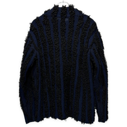 ISSEY MIYAKE MEN 02AW Boa Stripe Zip Knit Jacket Blue Size 2