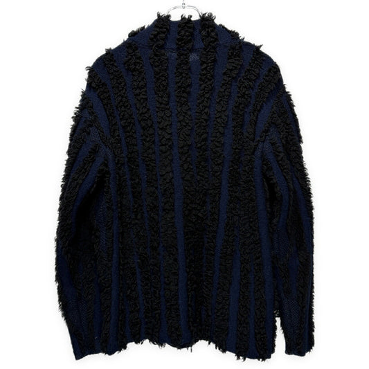 ISSEY MIYAKE MEN 02AW Boa Stripe Zip Knit Jacket Blue Size 2