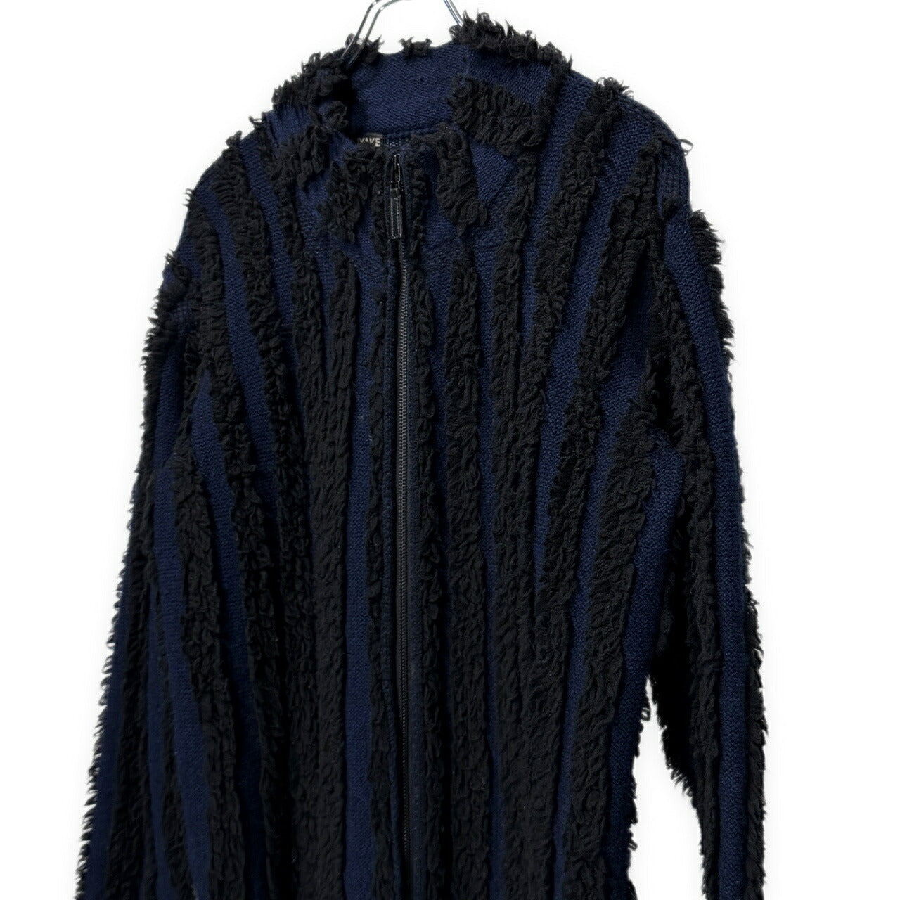 ISSEY MIYAKE MEN 02AW Boa Stripe Zip Knit Jacket Blue Size 2