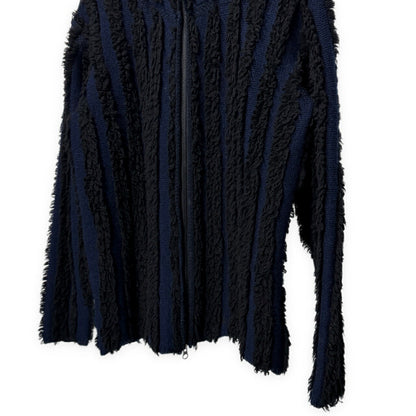 ISSEY MIYAKE MEN 02AW Boa Stripe Zip Knit Jacket Blue Size 2