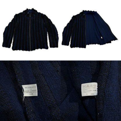 ISSEY MIYAKE MEN 02AW Boa Stripe Zip Knit Jacket Blue Size 2