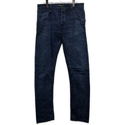 LAYER-0 Indigo 5-Pocket Leather Button Denim Jeans Pants Size 46