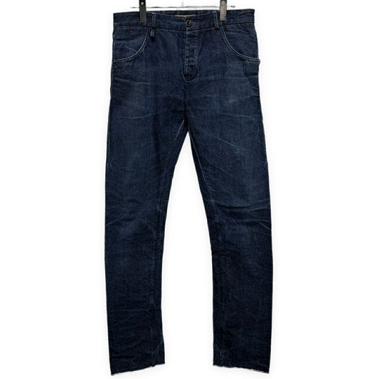 LAYER-0 Indigo 5-Pocket Leather Button Denim Jeans Pants Size 46