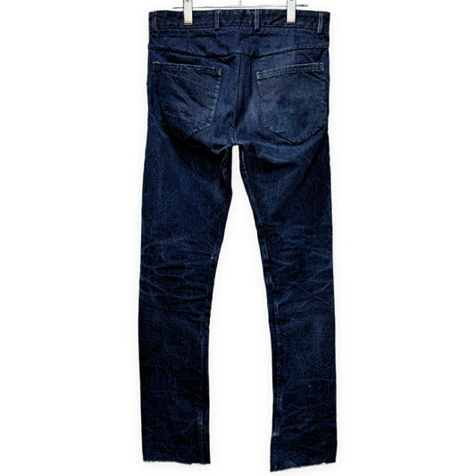 LAYER-0 Indigo 5-Pocket Leather Button Denim Jeans Pants Size 46