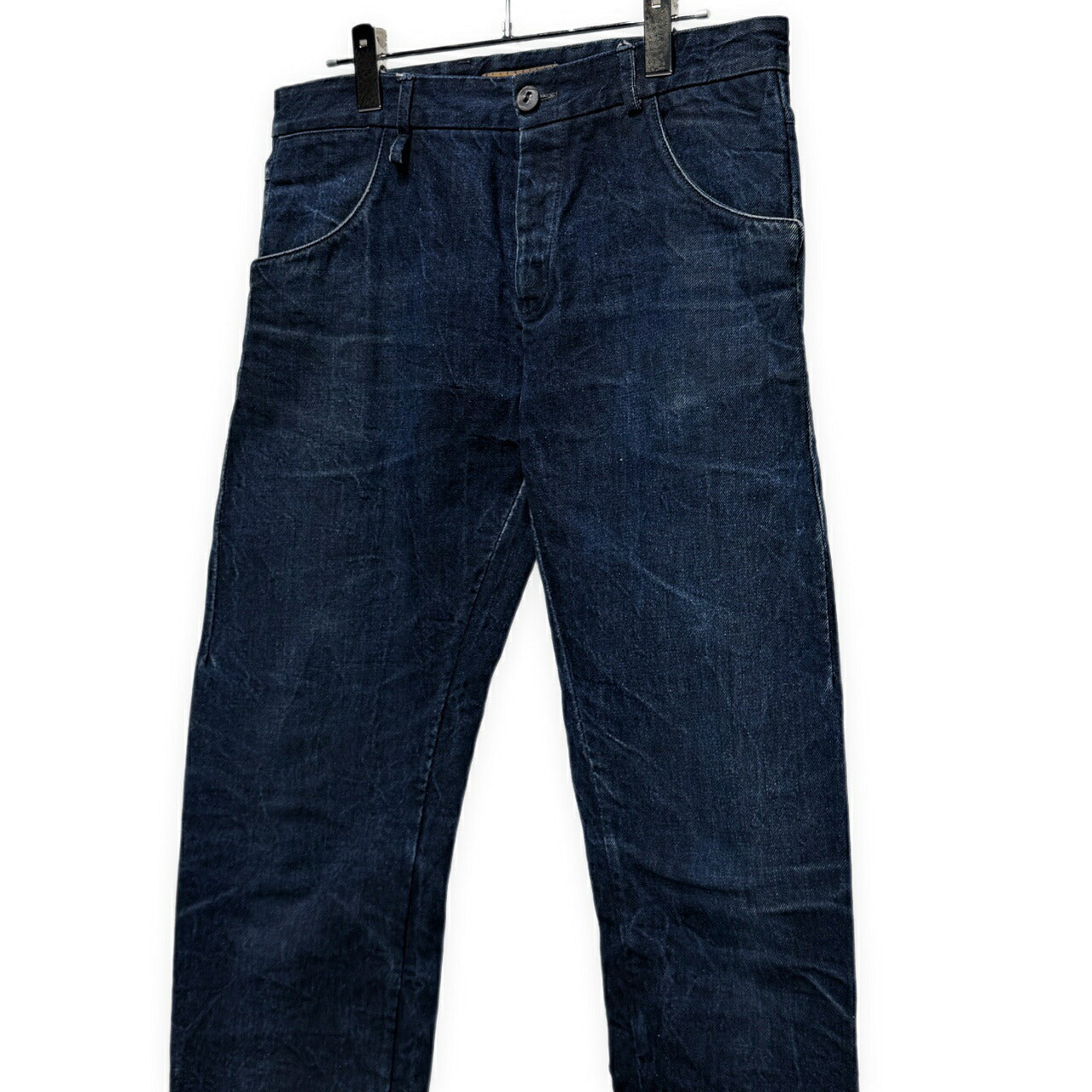 LAYER-0 Indigo 5-Pocket Leather Button Denim Jeans Pants Size 46