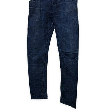 LAYER-0 Indigo 5-Pocket Leather Button Denim Jeans Pants Size 46