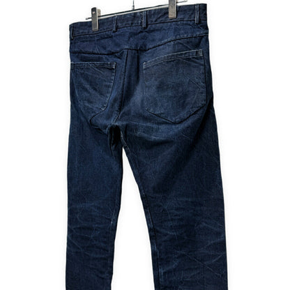LAYER-0 Indigo 5-Pocket Leather Button Denim Jeans Pants Size 46