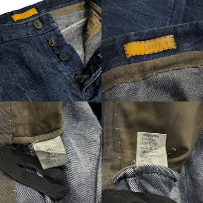 LAYER-0 Indigo 5-Pocket Leather Button Denim Jeans Pants Size 46