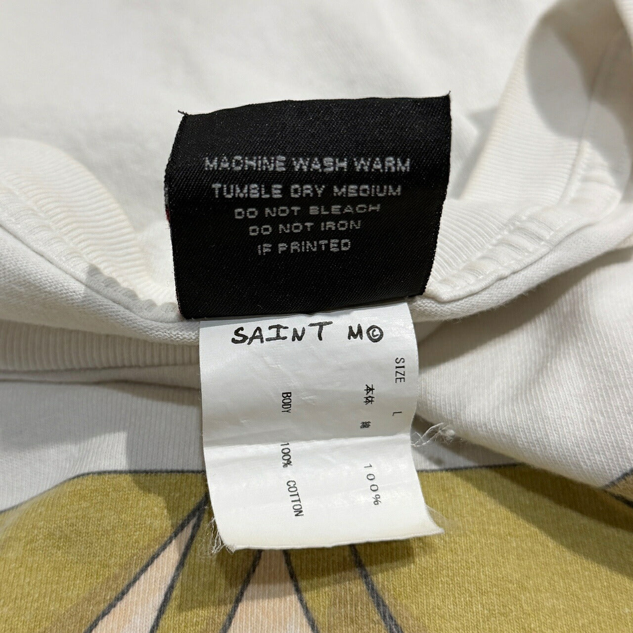 SAINT MICHAEL 23SS Vintage Print T-Shirt White Size L