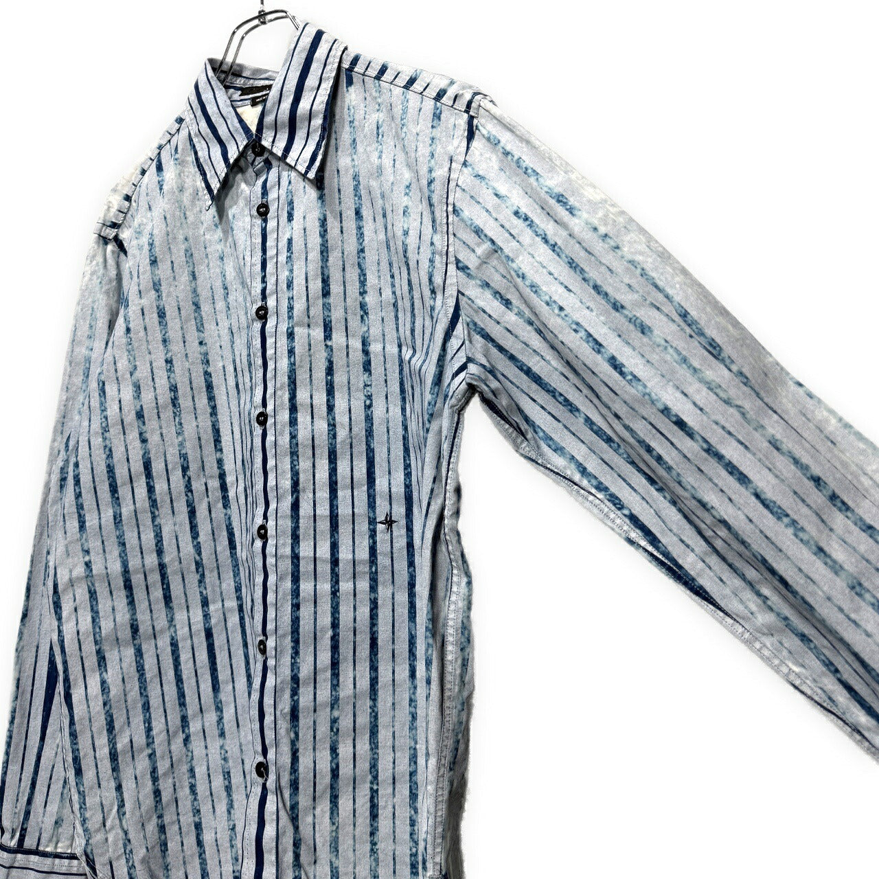 STONE ISLAND DENIMS 03SS Bleach Stripe Shirt Blue Size M