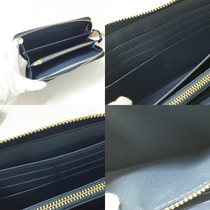 COACH Signature Denim Round Zip Wallet Blue
