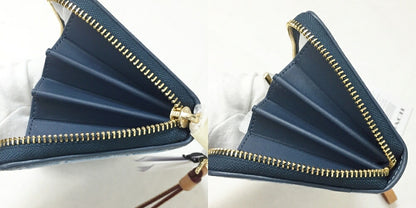 COACH Signature Denim Round Zip Wallet Blue