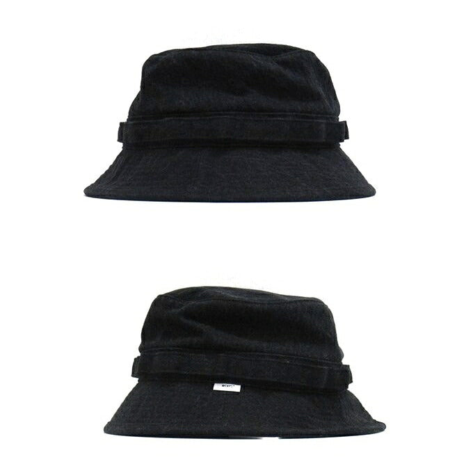 WTAPS 23AW Cotton Denim Jungle Bucket Hat Black Size 04