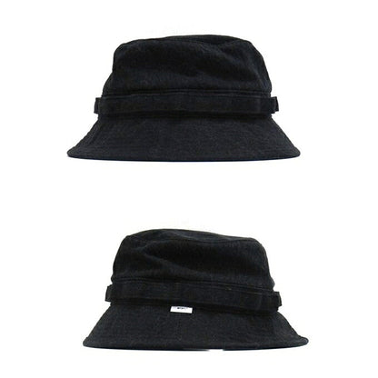WTAPS 23AW Cotton Denim Jungle Bucket Hat Black Size 04
