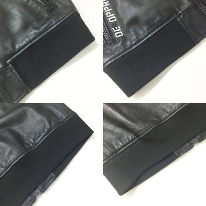 AVIREX Lamb Leather Hoodie Jacket Black Size L
