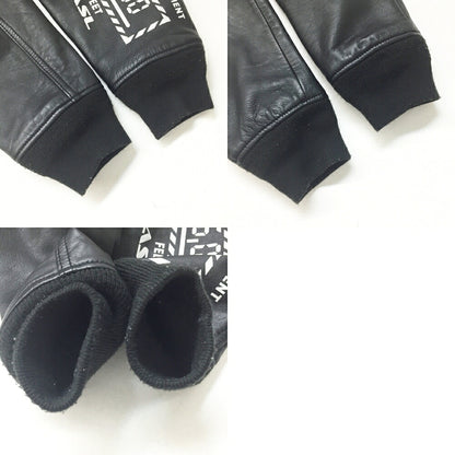 AVIREX Lamb Leather Hoodie Jacket Black Size L