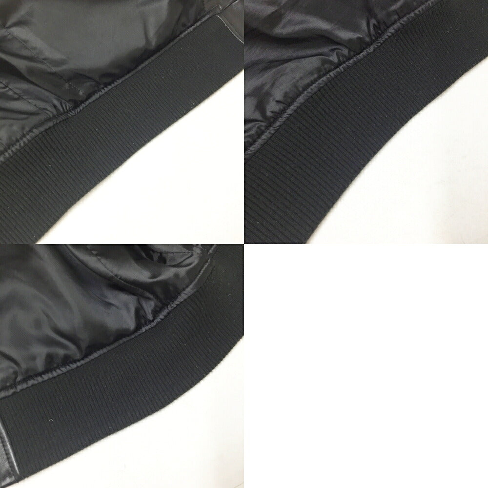 AVIREX Lamb Leather Hoodie Jacket Black Size L