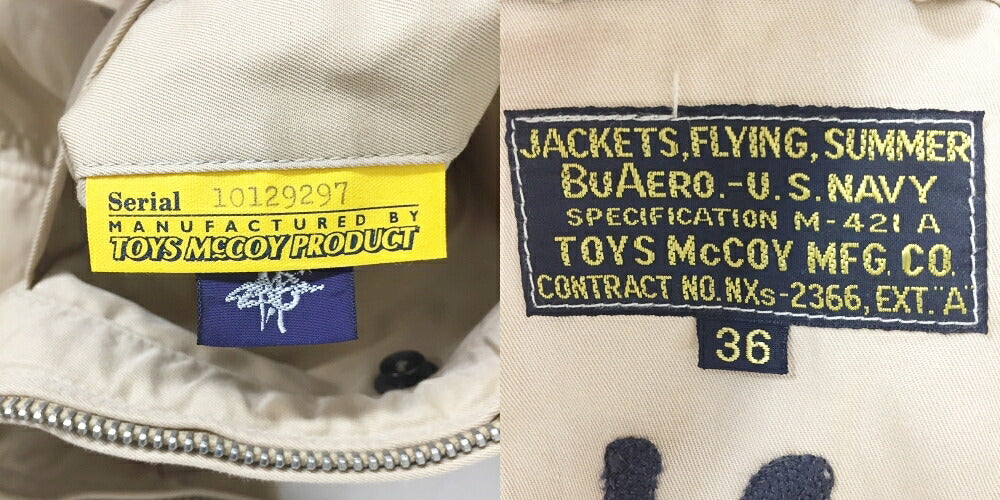 TOYS McCOY M-421A Flying Summer Light Jacket Beige Size 36
