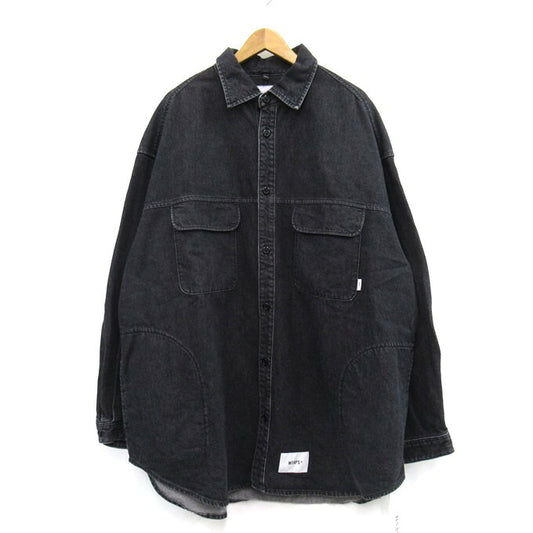 WTAPS 22AW WCPO Cotton Denim Long Sleeve Shirt Black Size 04