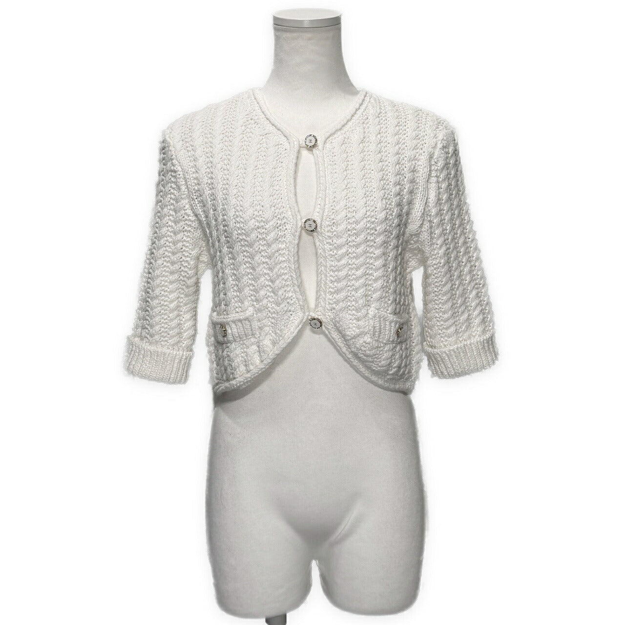 CHANEL 2025 Resort Coco Mark Cotton Cardigan Size 38