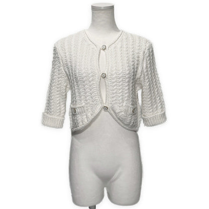 CHANEL 2025 Resort Coco Mark Cotton Cardigan Size 38
