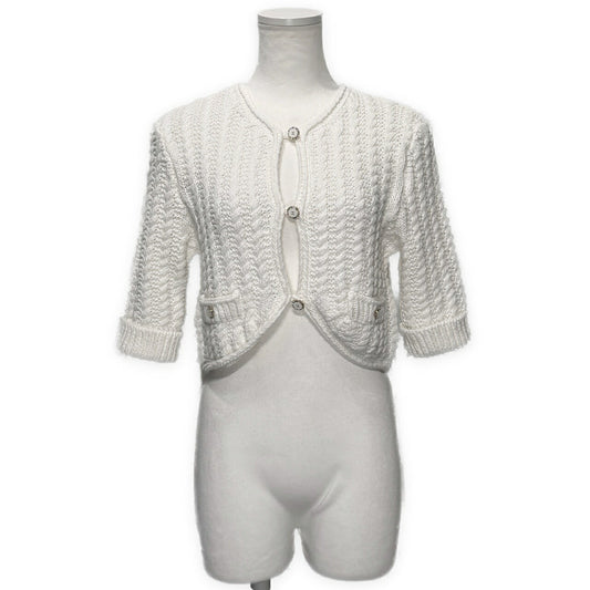 CHANEL 2025 Resort Coco Mark Cotton Cardigan Size 38