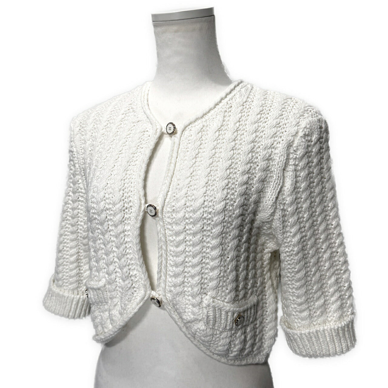 CHANEL 2025 Resort Coco Mark Cotton Cardigan Size 38