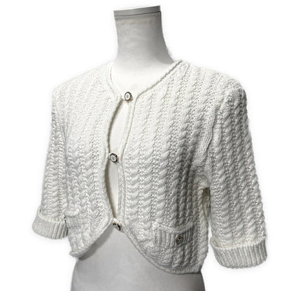 CHANEL 2025 Resort Coco Mark Cotton Cardigan Size 38