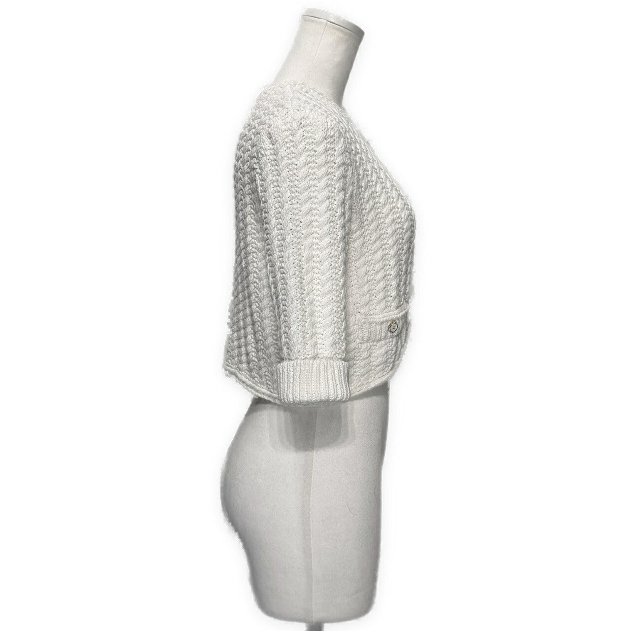 CHANEL 2025 Resort Coco Mark Cotton Cardigan Size 38