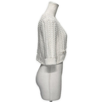 CHANEL 2025 Resort Coco Mark Cotton Cardigan Size 38