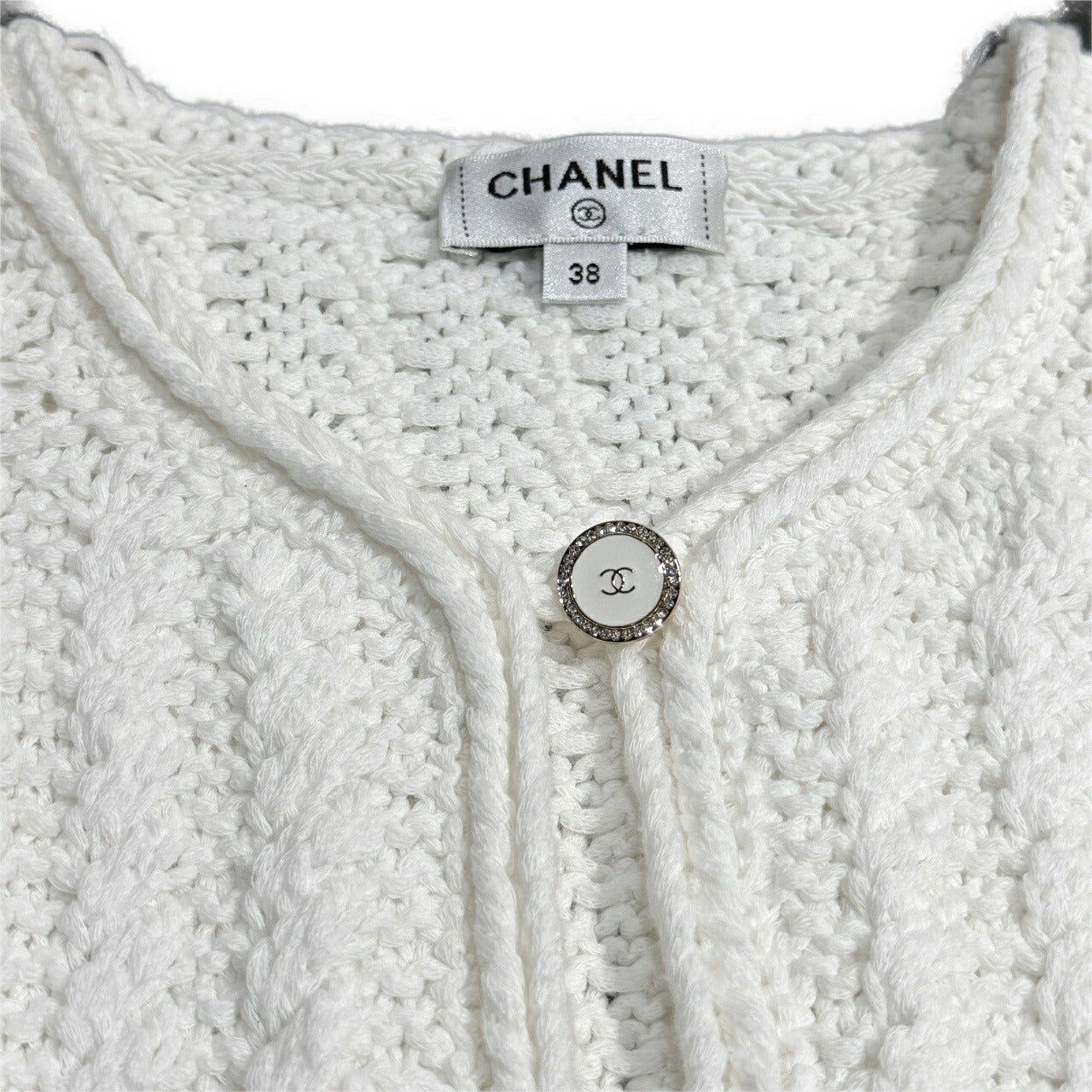 CHANEL 2025 Resort Coco Mark Cotton Cardigan Size 38