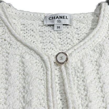 CHANEL 2025 Resort Coco Mark Cotton Cardigan Size 38