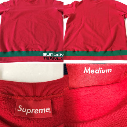 Supreme Rib Stripe Crewneck Sweatshirt Red Size M