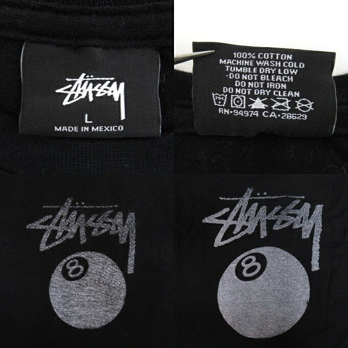 STUSSY 8BALL Graphic T-Shirt Black Size L