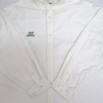 WTAPS 22AW BD 01 Cotton Oxford Long Sleeve Shirt White Size 04