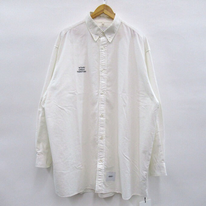WTAPS 22AW BD 01 Cotton Oxford Long Sleeve Shirt White Size 04