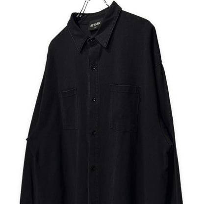BTMK Organic Washed Long Shirt Black Size XXL