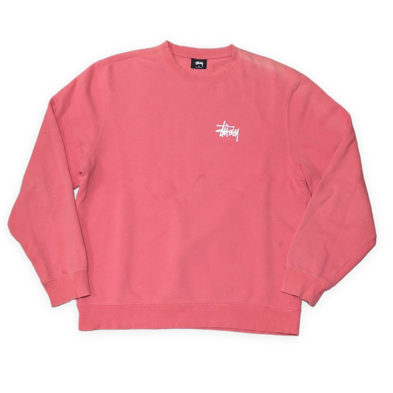 STUSSY Logo Print Crewneck Sweatshirt Pink Size M