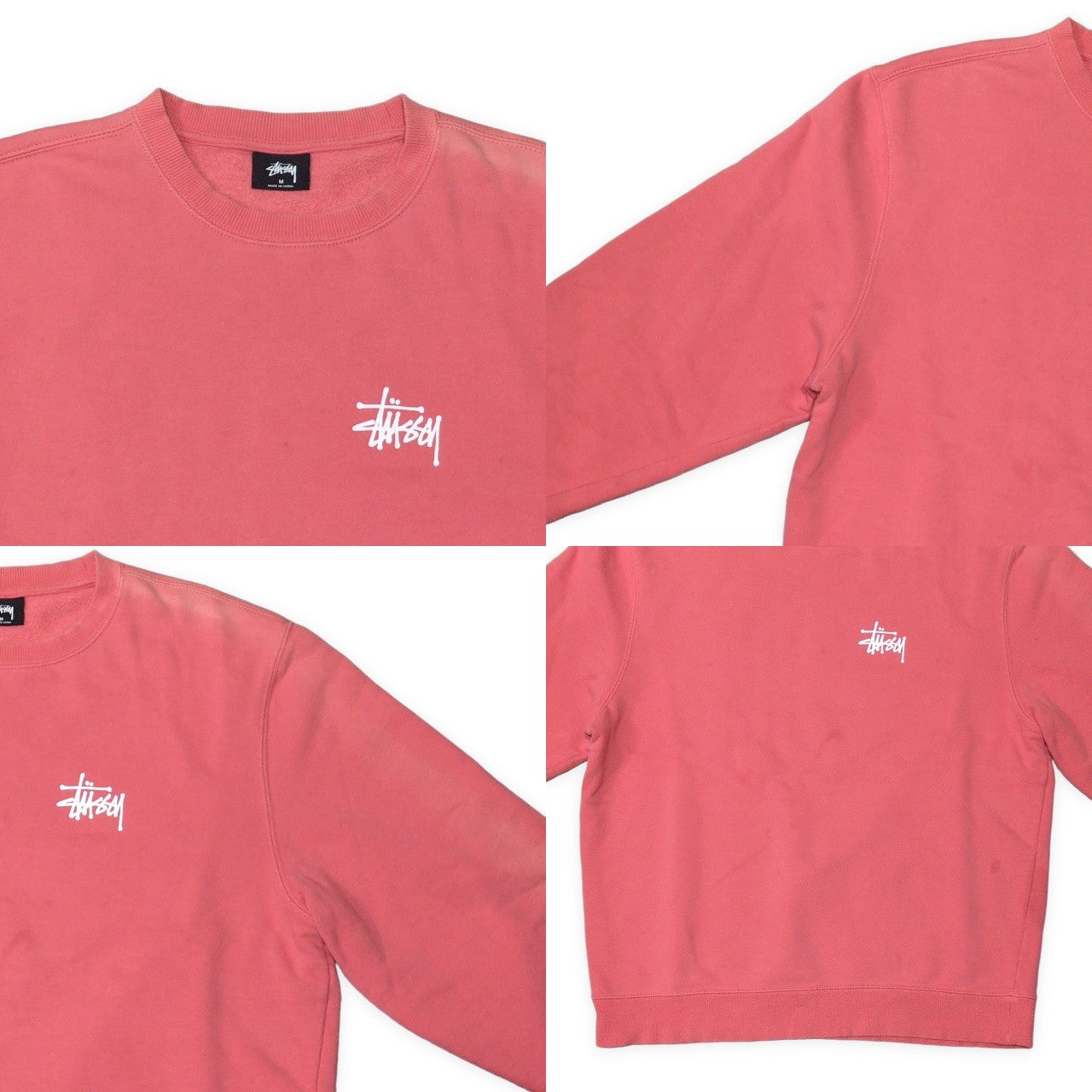 STUSSY Logo Print Crewneck Sweatshirt Pink Size M