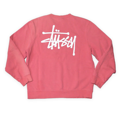 STUSSY Logo Print Crewneck Sweatshirt Pink Size M