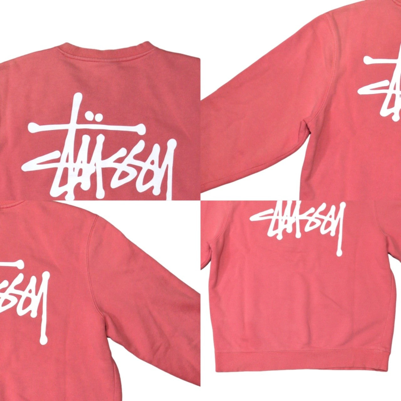 STUSSY Logo Print Crewneck Sweatshirt Pink Size M