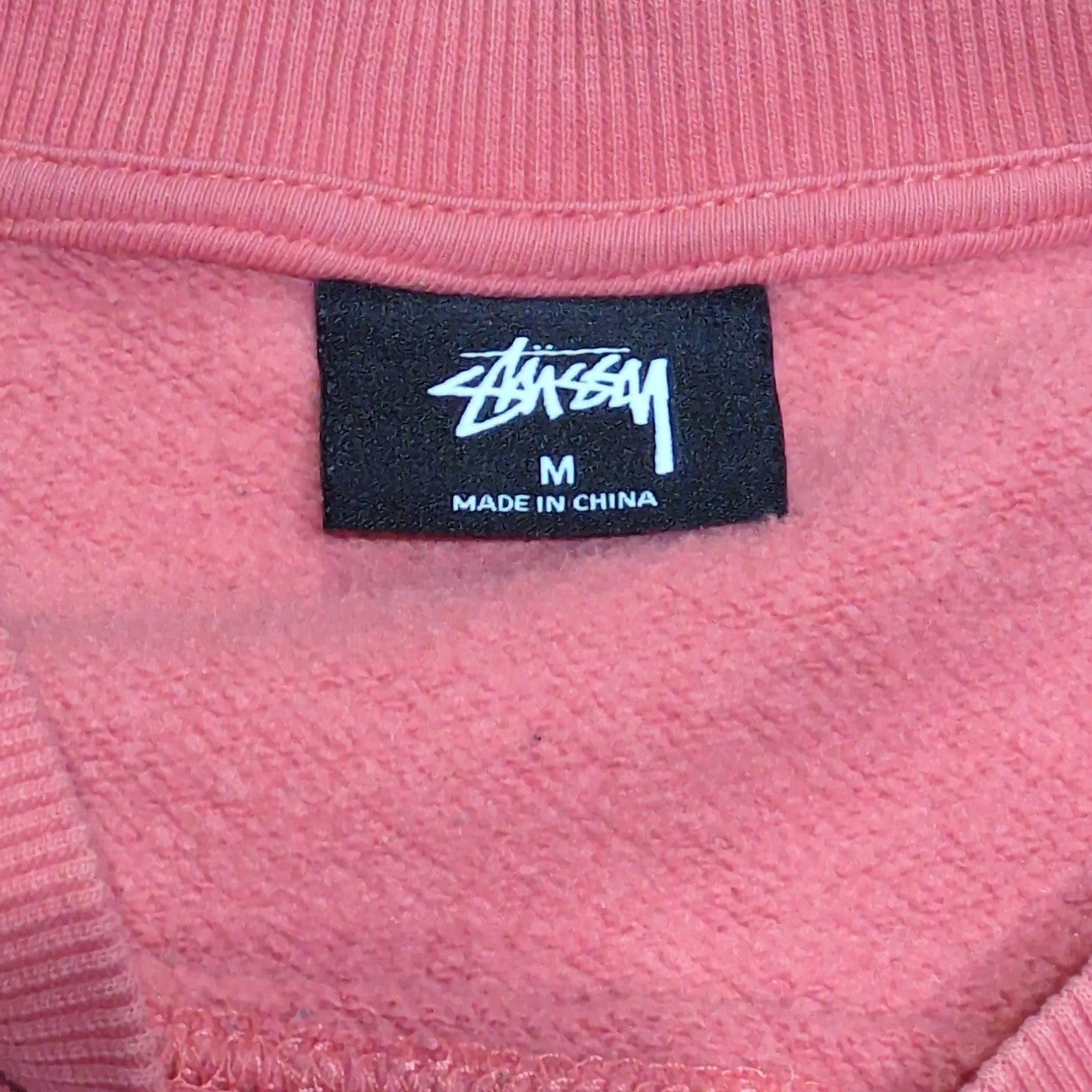 STUSSY Logo Print Crewneck Sweatshirt Pink Size M