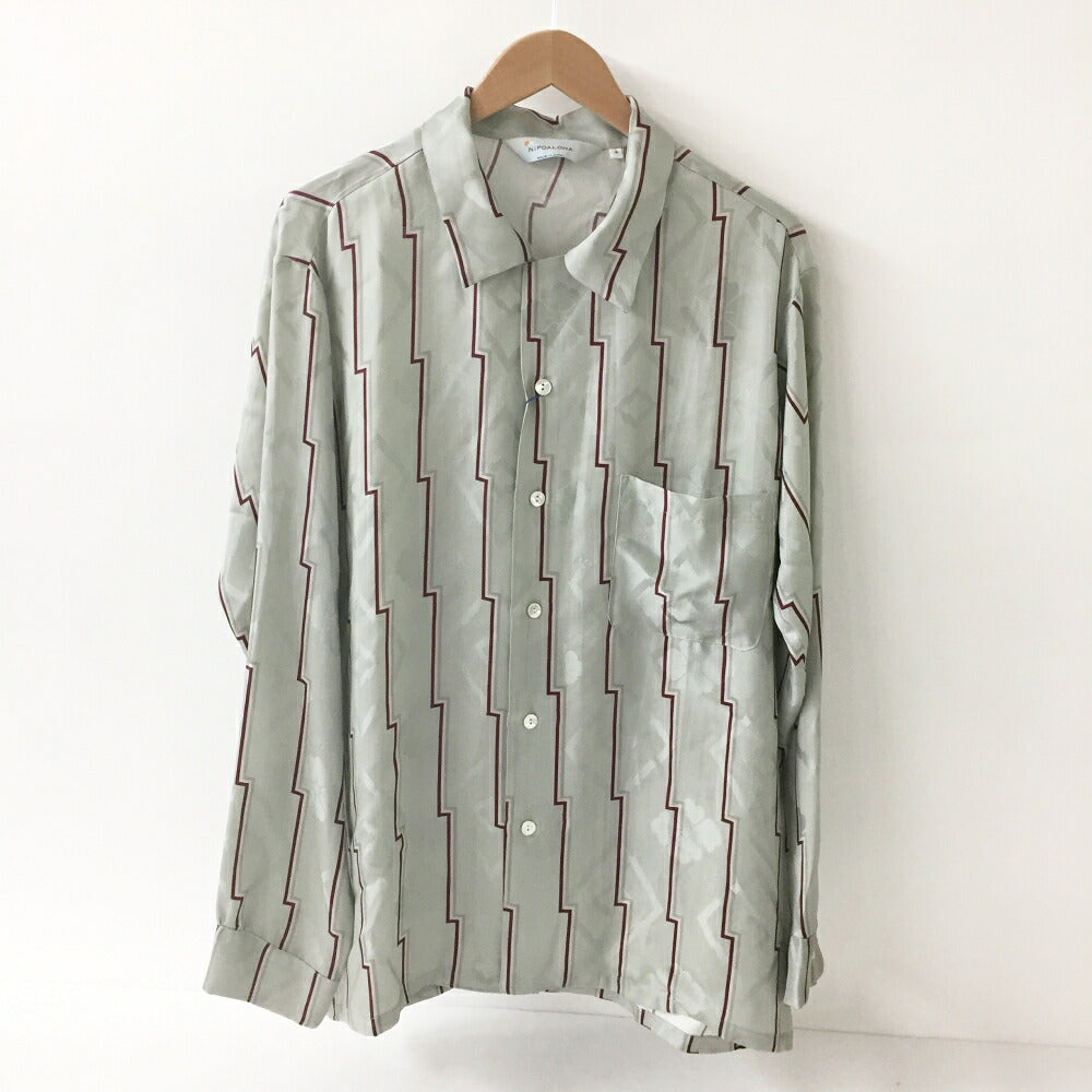 NIPOALOHA N25-SCLSH03 Long Sleeve Aloha Shirt Gray Size 2