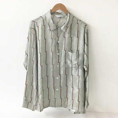 NIPOALOHA N25-SCLSH03 Long Sleeve Aloha Shirt Gray Size 2